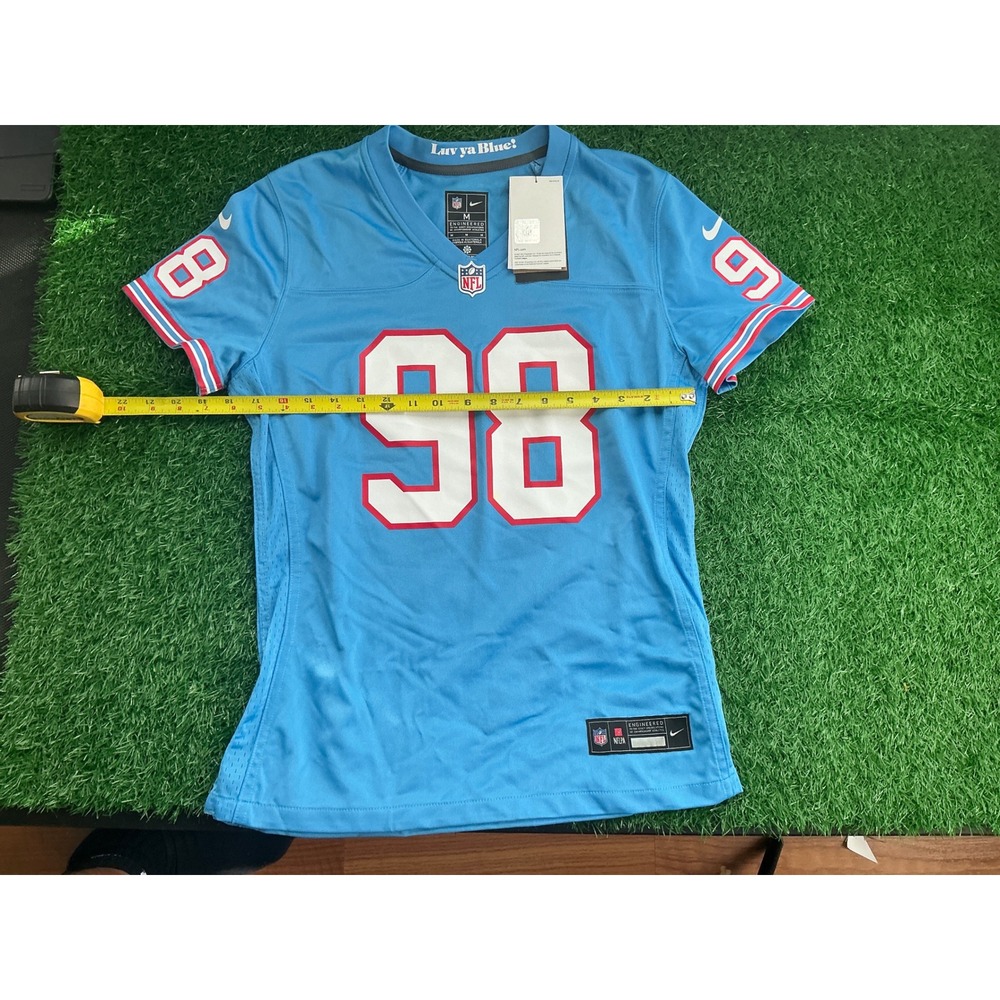 Nike Tennessee Titans Jeffery Simmons Oilers Throwback Jersey Blue Womens Medium